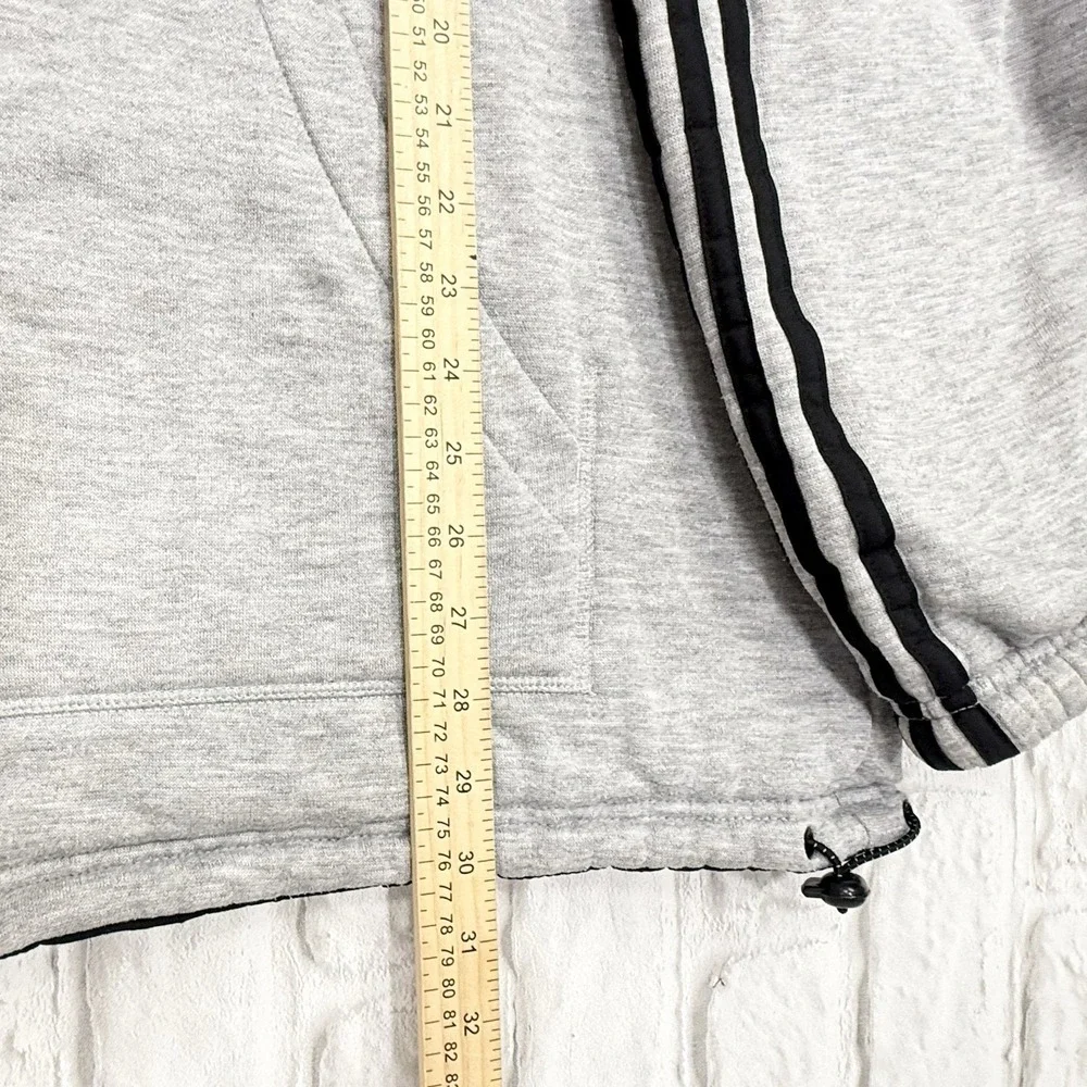 Vtg Adidas Men's M/L Black Gray Reversible Jacket 3 Stripe Logo Hooded Coat 90's